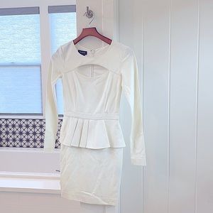 White Long Sleeve Peplum Dress